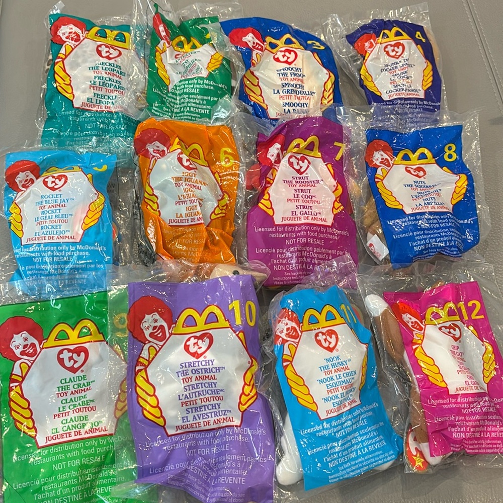 ***RARE WITH ERRORS*** Full Set (12) Vintage McDonald’s Teenie Beanie Babies